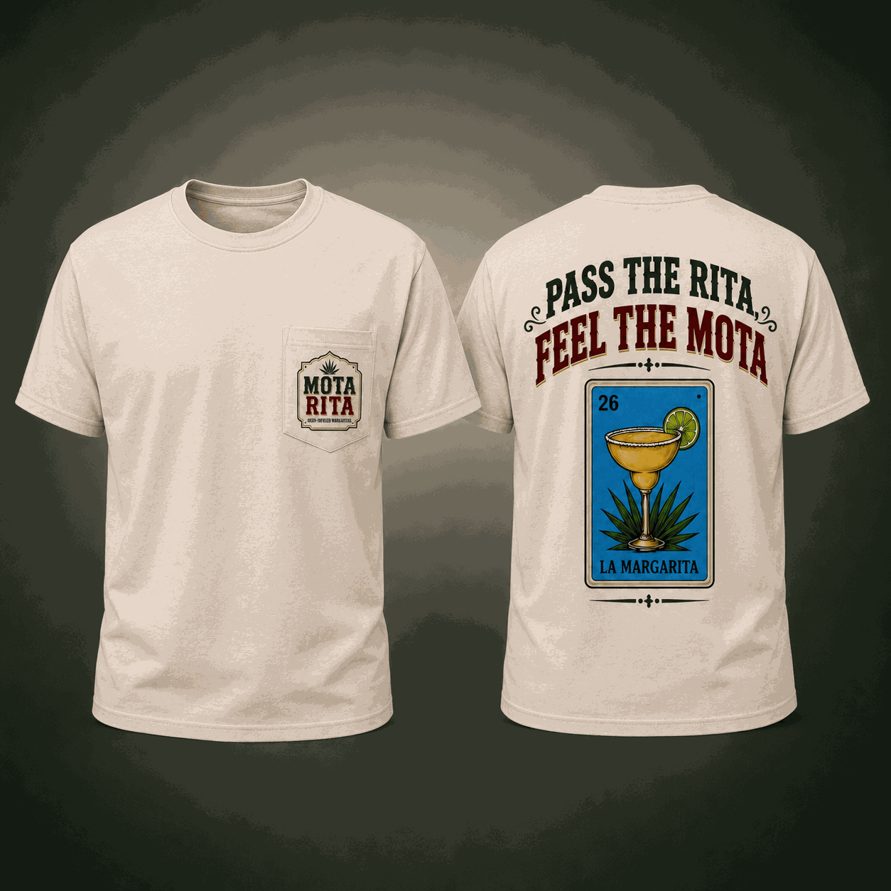 Cream Pass the Rita Pocket Tee, front and back